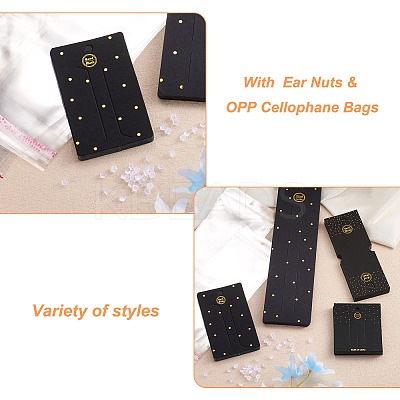 80Pcs 4 Style Rectangle Cardboard Jewelry Display Cards CDIS-YS0001-04-1