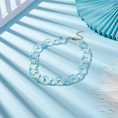 Opal & Glass Seed Braded Ring Wrap Beaded Necklaces for Women NJEW-JN03946-1