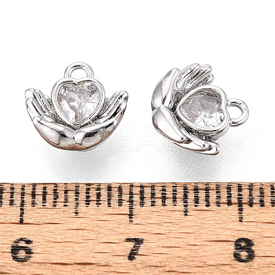 Brass Micro Pave Clear Cubic Zirconia Charms KK-N267-20P-1