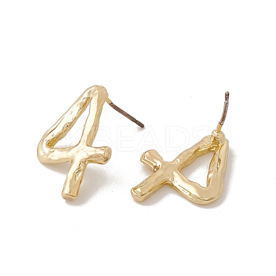 Brass Number Stud Earrings with 925 Sterling Silver Pins for Women EJEW-A077-01D-1