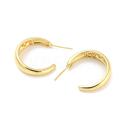 Rack Plating Brass C Shape Stud Earrings with Clear Cubic Zirconia EJEW-F326-17G-1