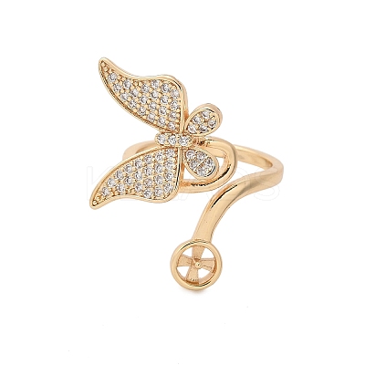 Butterfly Brass Micro Pave Cubic Zirconia Cuff Ring Setting LS-KK-A244-01H-G-1