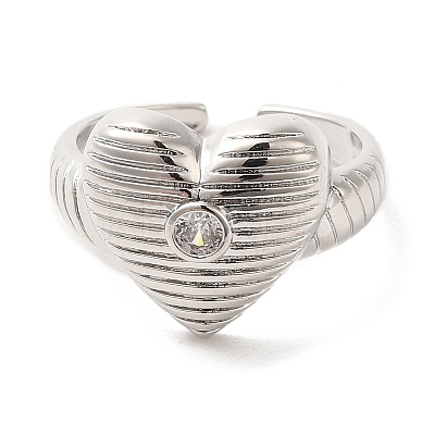 Brass Micro Pave Cubic Zirconia Solitaire Ring RJEW-P098-19P-1