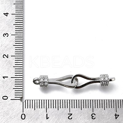 Brass Micro Pave Clear Cubic Zirconia Hook and S-Hook Clasps KK-D312-10P-1