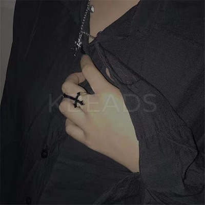 Cross Alloy Enamel Open Cuff Rings for Men FS-WGAFE4A-01-1