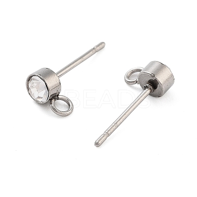 Non-Tarnish 202 Stainless Steel Rhinestone Stud Earring Findings STAS-U012-05P-1