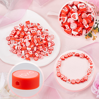 Valentine's Day Theme 300Pcs Handmade Polymer Clay Beads CLAY-SP0001-01C-1
