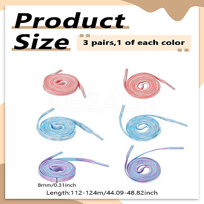 3 Pairs 3 Colors Flat Smooth Polyester Shoelaces AJEW-LP0003-09C-1