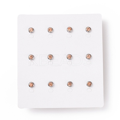 Rhinestone Column Stud Earrings EJEW-H357-04P-03-1