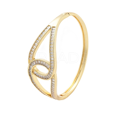 Rack Plating Brass Micro Pave Clear Cubic Zirconia Bangles for Women BJEW-G730-02G-1