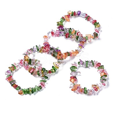 Unisex Synthetic Crackle Quartz Chips Beads Stretch Bracelets BJEW-S143-18-1-1