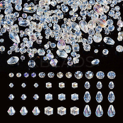15 Strands 15 Styles Transparent Electroplate Glass Beads Strands EGLA-TA0001-13-1
