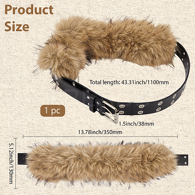 Imitation Leather Rabbit Hair Belt AJEW-WH20019-57A-1