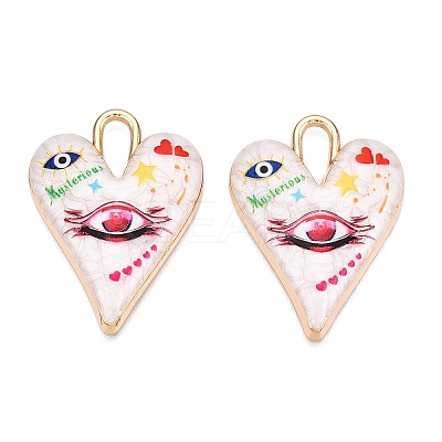 Printed Rack Plating Alloy Enamel Pendants ENAM-T020-01F-1