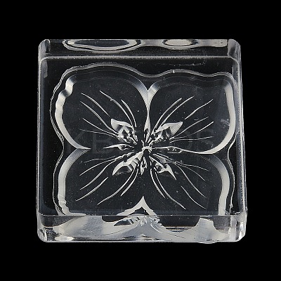 4-Petal Flower Silicone Clear Stamps with Acrylic Blocks DIY-G121-07B-1