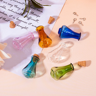 6Pcs 6 Colors Cone Glass Wishing Bottle Decoration AJEW-TA0001-52B-1