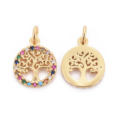 Brass Micro Pave Cubic Zirconia Charms LS-ZIRC-L070-45G-1