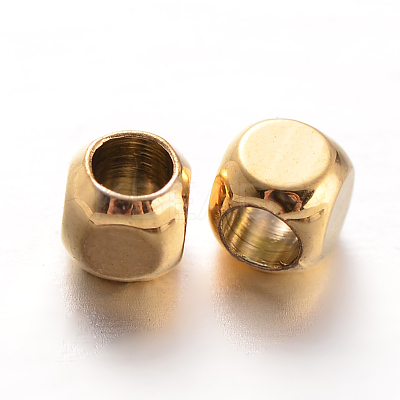 Cube Brass Spacer Beads KK-L129-46G-1