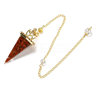 Mixed Gemstone Chip & Resin Dowsing Pendulum Big Pendants G-H293-02G-1