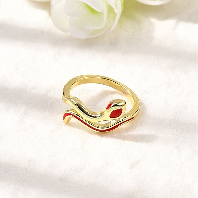 Brass Enamel Cuff Rings for Women RJEW-F188-04G-02-1