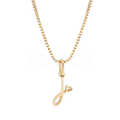 1pc Brass Chain & 304 Stainless Steel Letter Pendant Necklaces NJEW-LP0001-40J-G-1