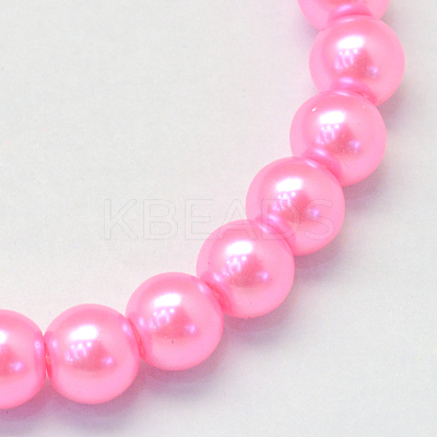 Baking Paint Pearlized Glass Pearl Round Bead Strands X-HY-Q003-4mm-68-1
