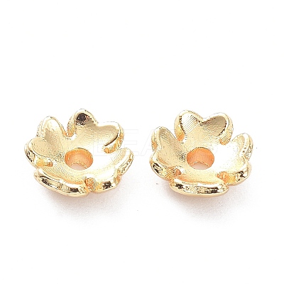 Brass 4-Petal Bead Caps X-KK-K086-22LG-1