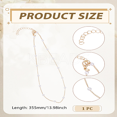 1Pc Round White Plastic Pearl & Alloy Link Chain Necklaces for Women NJEW-LP0007-36-1