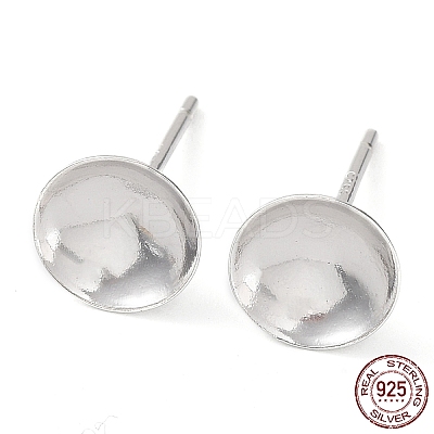 Rhodium Plated 925 Sterling Silver Stud Earring Findings STER-E068-02E-P-1