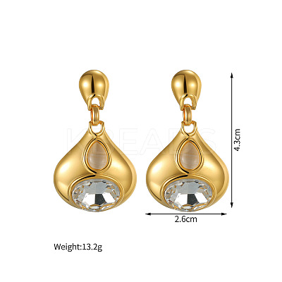 304 Stainless Steel & Crystal Rhinestone Dangle Stud Earrings WGBE4B7-01-1