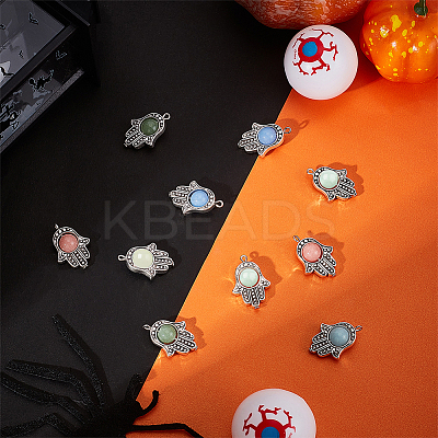 50Pcs 5 Colors Synthetic Luminous Stone Pendants PALLOY-PH0001-97-1
