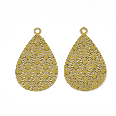 430 Stainless Steel Filigree Pendants X-STAS-S108-25B-05-1