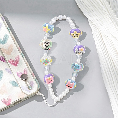 10Pcs 10 Styles Hand Painted Cartoon Opaque Acrylic with Enamel Beads MACR-YW0003-30-1