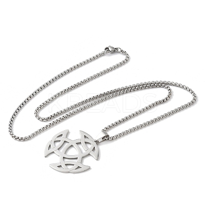 201 Stainless Steel Viking Triquetra Knot Pendant Necklaces NJEW-H065-06P-1