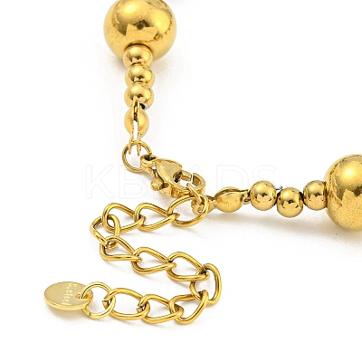 304 Stainless Steel & 201 Stainless Steel Round Beaded Bracelets for Women BJEW-G717-03B-GP-1