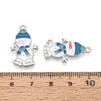 Christmas Rack Plating Alloy Enamel Snowman Pendants ENAM-T024-75A-P-1