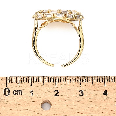 Brass Micro Pave Clear Cubic Zirconia Cuff Finger Rings for Women RJEW-M098-03G-1