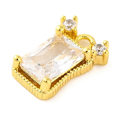 Brass Pave Clear Cubic Zirconia Charms KK-Z051-01G-01-1