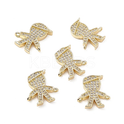 Brass Micro Pave Clear Cubic Zirconia Connetor Charms KK-E068-VB031-1