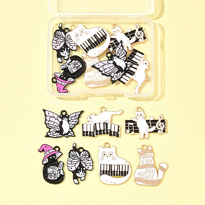 14Pcs 7 Styles Spray Painted Alloy Enamel Pendants ENAM-FS0002-63-1