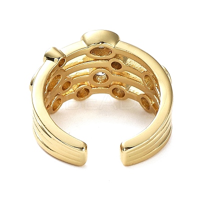Rack Plating Brass Micro Pave Cubic Zirconia Open Cuff Rings RJEW-Q777-14G-1
