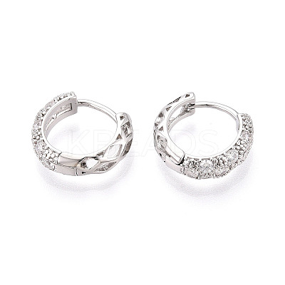 Brass Micro Pave Clear Cubic Zirconia Hoop Earrings EJEW-T048-45P-1