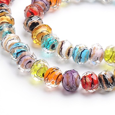 Handmade Gold Sand Lampwork Rondelle Beads Strands X-LAMP-I010-C-06-1