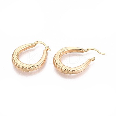 U-Shaped Brass Hoop Earrings EJEW-T047-105G-1