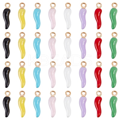 32Pcs 8 Colors Alloy Enamel Pendants ENAM-SC0004-87-1
