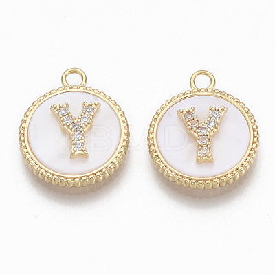 Brass Micro Pave Cubic Zirconia Pendants KK-T062-04Y-NF-1