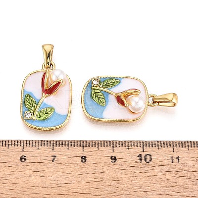 304 Stainless Steel Rhinestone & Enamel & ABS Imitation Pearl Pendants STAS-T072-85A-G-1