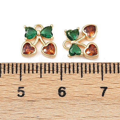Brass Micro Pave Cubic Zirconia Charms KK-F906-11G-01-1