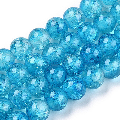 Baking Paint Crackle Glass Bead Strands DGLA-Q023-8mm-YS77-A-1