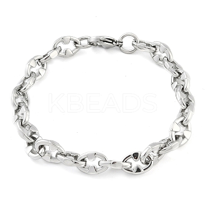 304 Stainless Steel Oval Link Chain Bracelets for Women Men BJEW-F488-48A-P-1